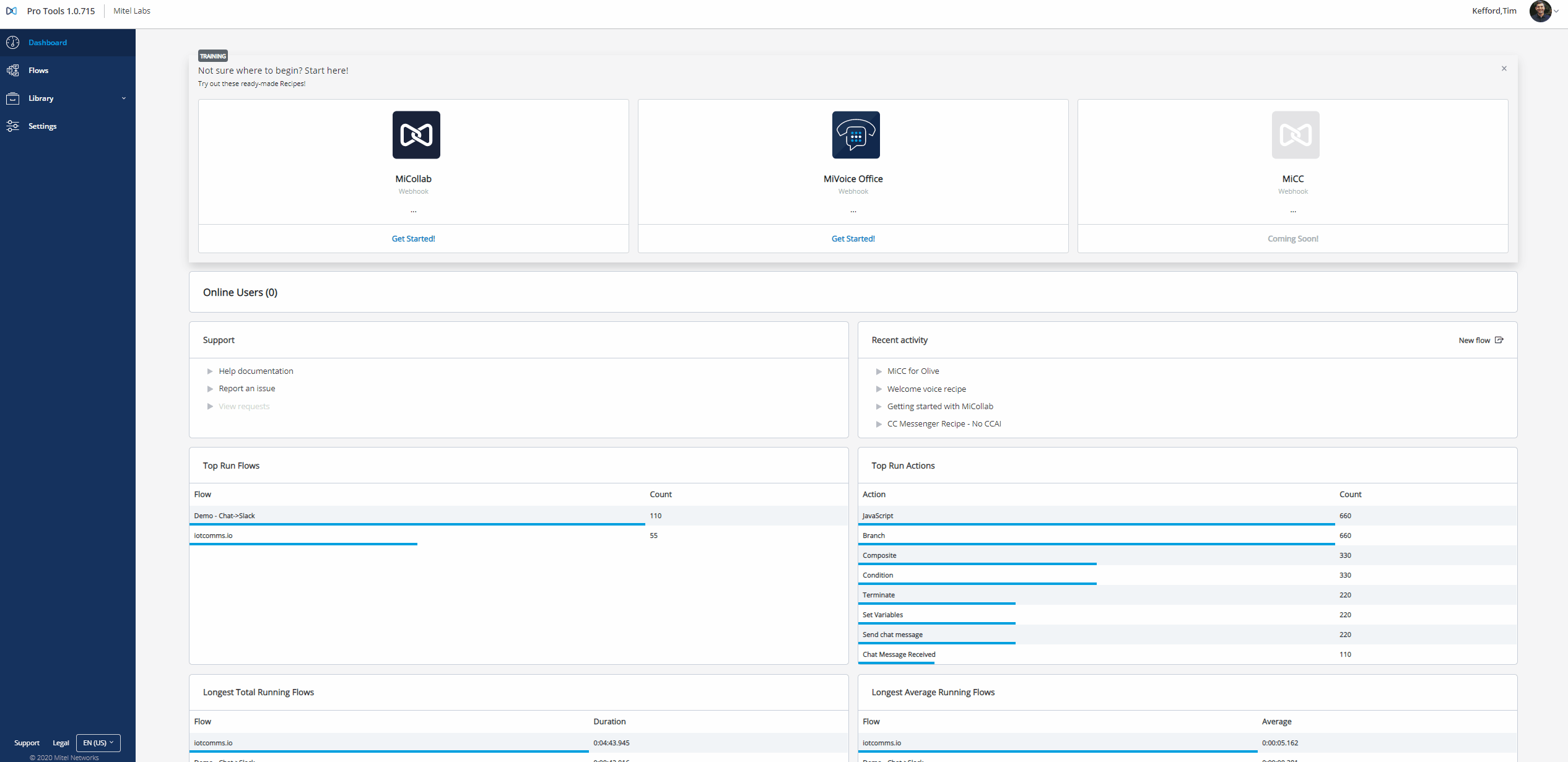 Dialogflow workflow and recipe management.
