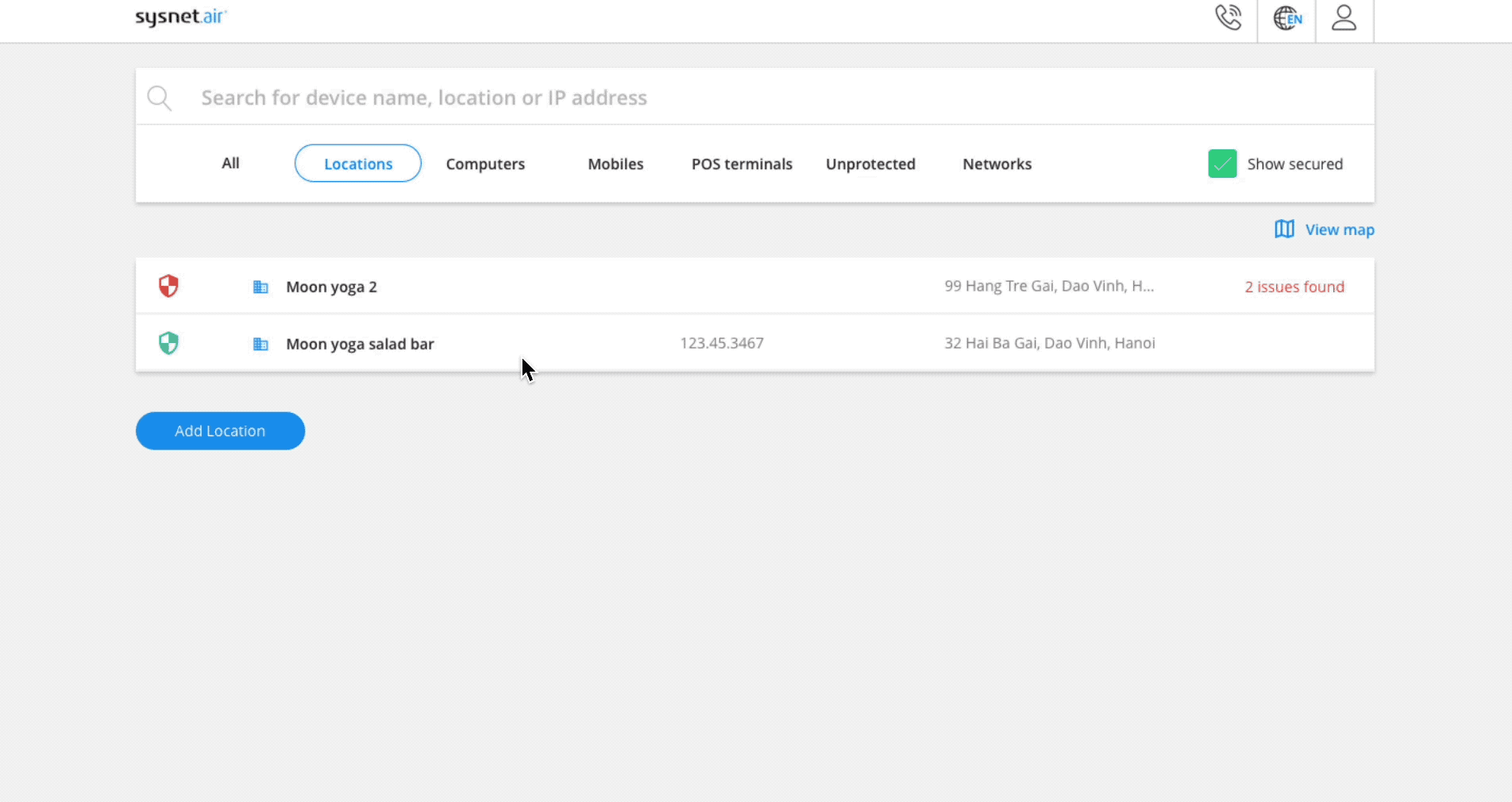 Web portal location management.